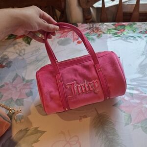 Juicy Couture Hot Pink Velvet Mini Barrel Bag